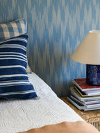 Ikat wallpaper by Langelid/von Bromssen - geometric design in Blue – Smokey