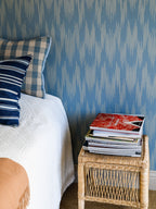 Ikat wallpaper by Langelid/von Bromssen - geometric design in Blue – Smokey