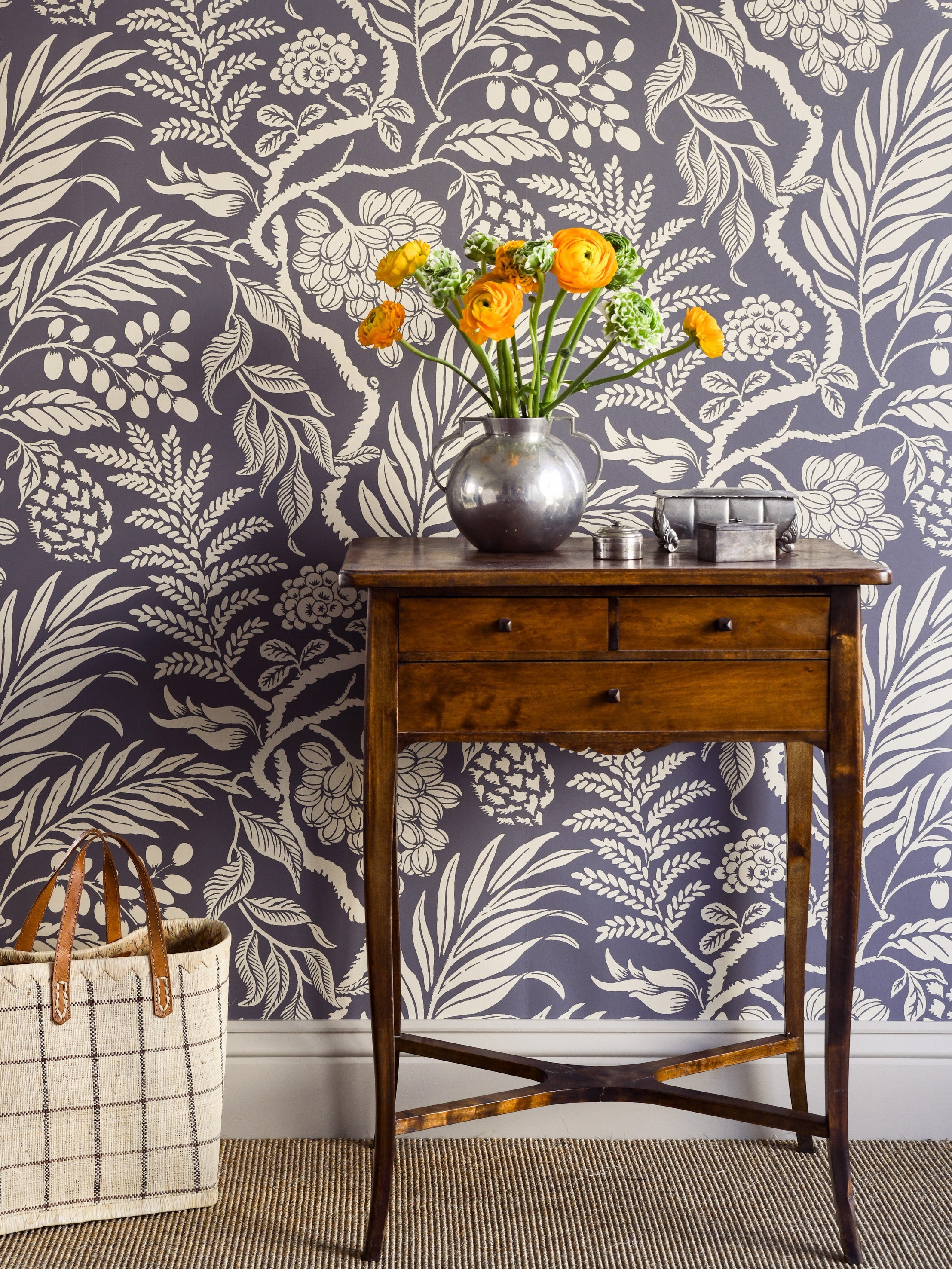 Cornucopia wallpaper by Langelid/von Bromssen - floral design in Grey