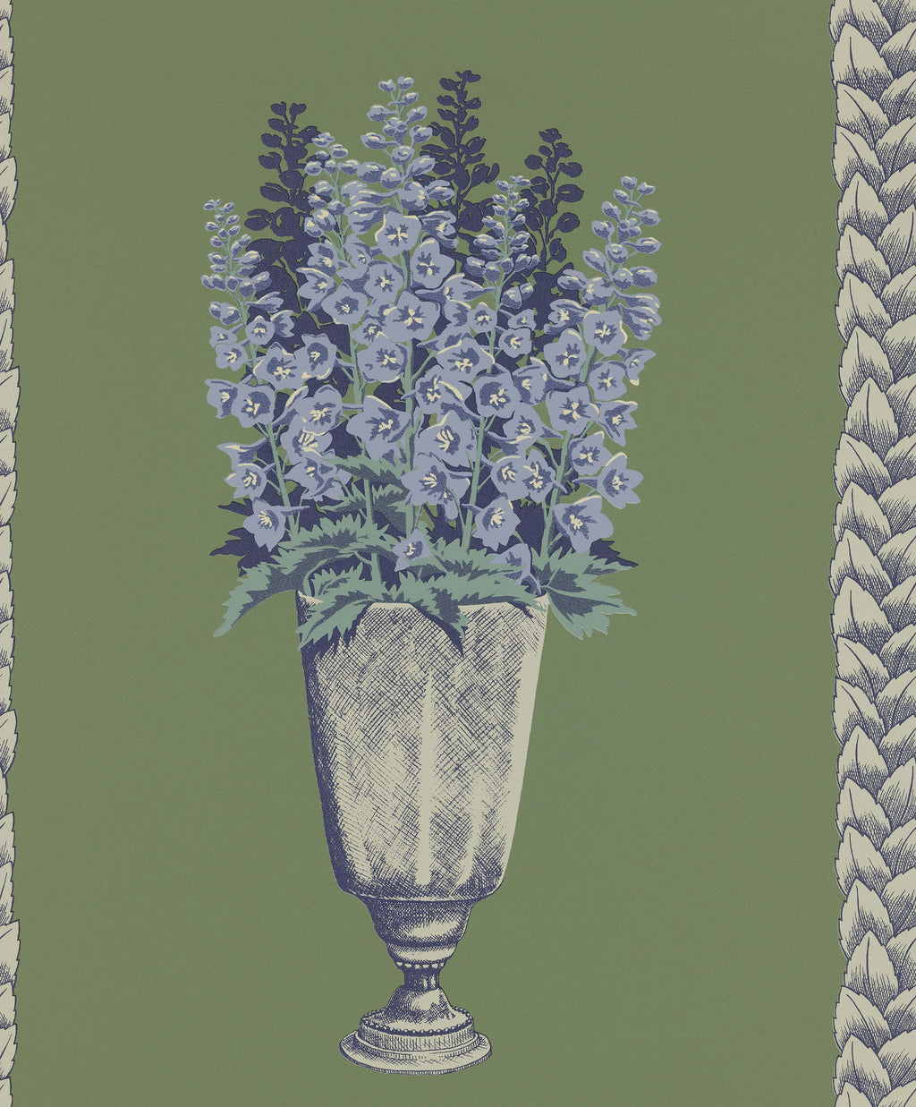 Delphinium wallpaper by Langelid/von Bromssen - floral design in Green