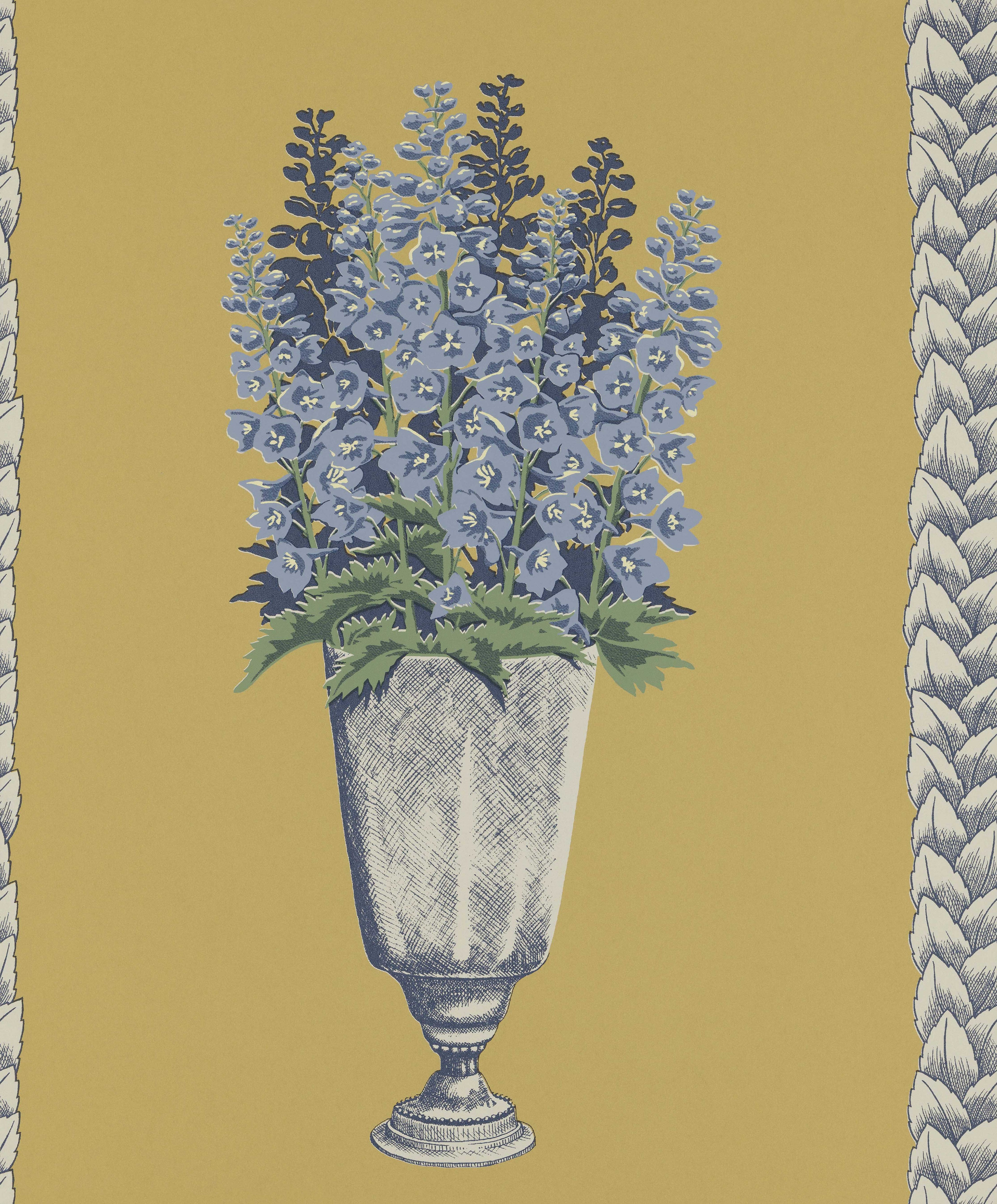 Delphinium wallpaper by Langelid/von Bromssen - floral design in Yellow
