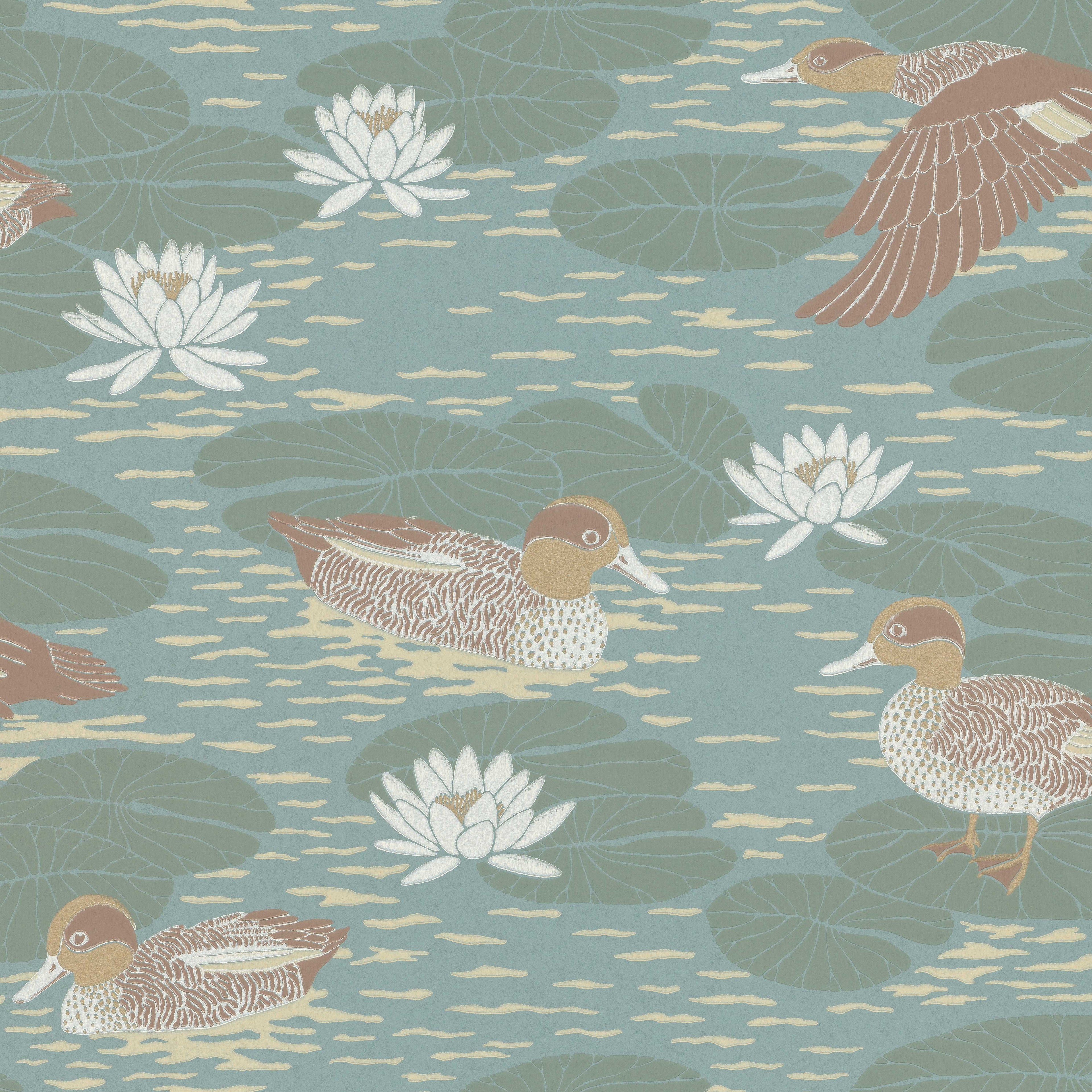 Duck Pond wallpaper by Langelid/von Bromssen - animals design in Teal