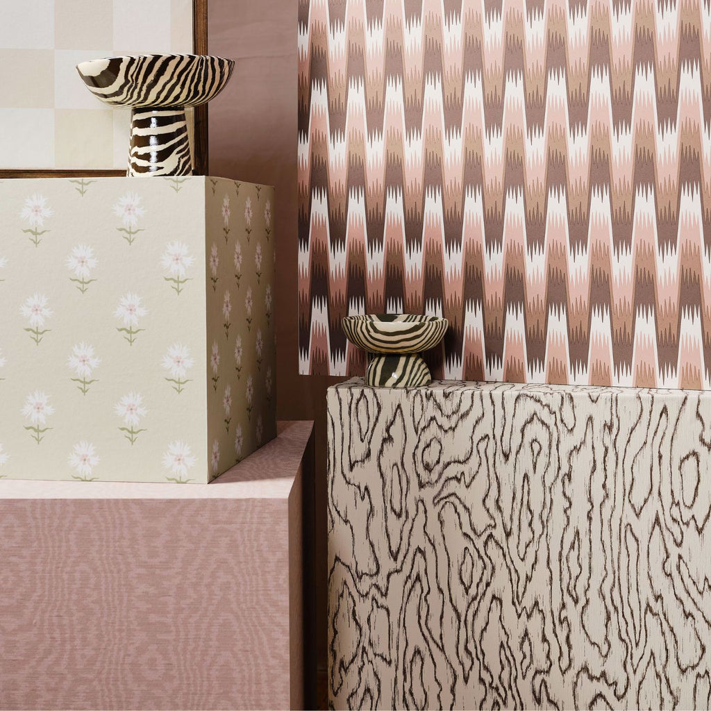Edenfield Chocolate wallpaper by Harlequin - woodgrain feature wall