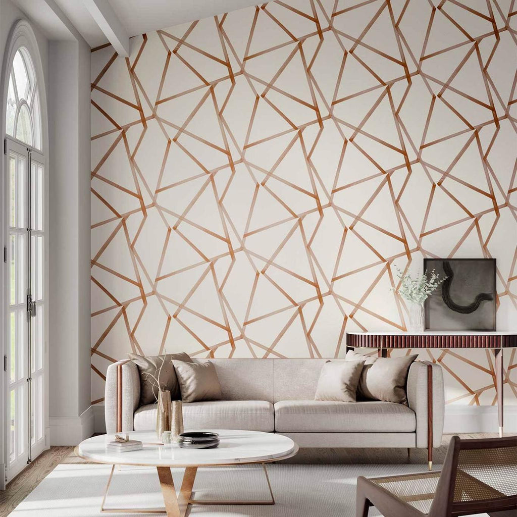 Sumi Geometric wallpaper - Copper on Linen (2)