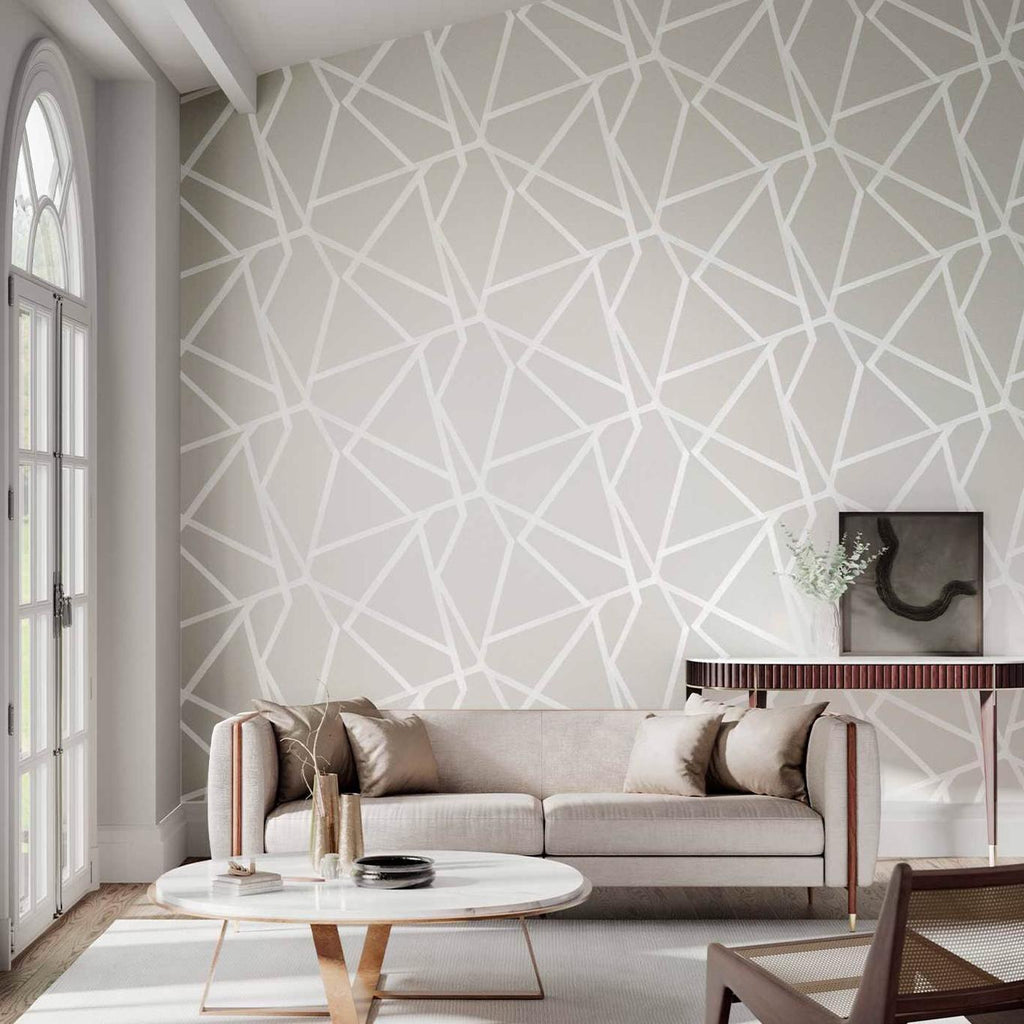 Sumi Geometric wallpaper - White on Dove (2)