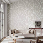 Sumi Geometric wallpaper - White on Dove (2)