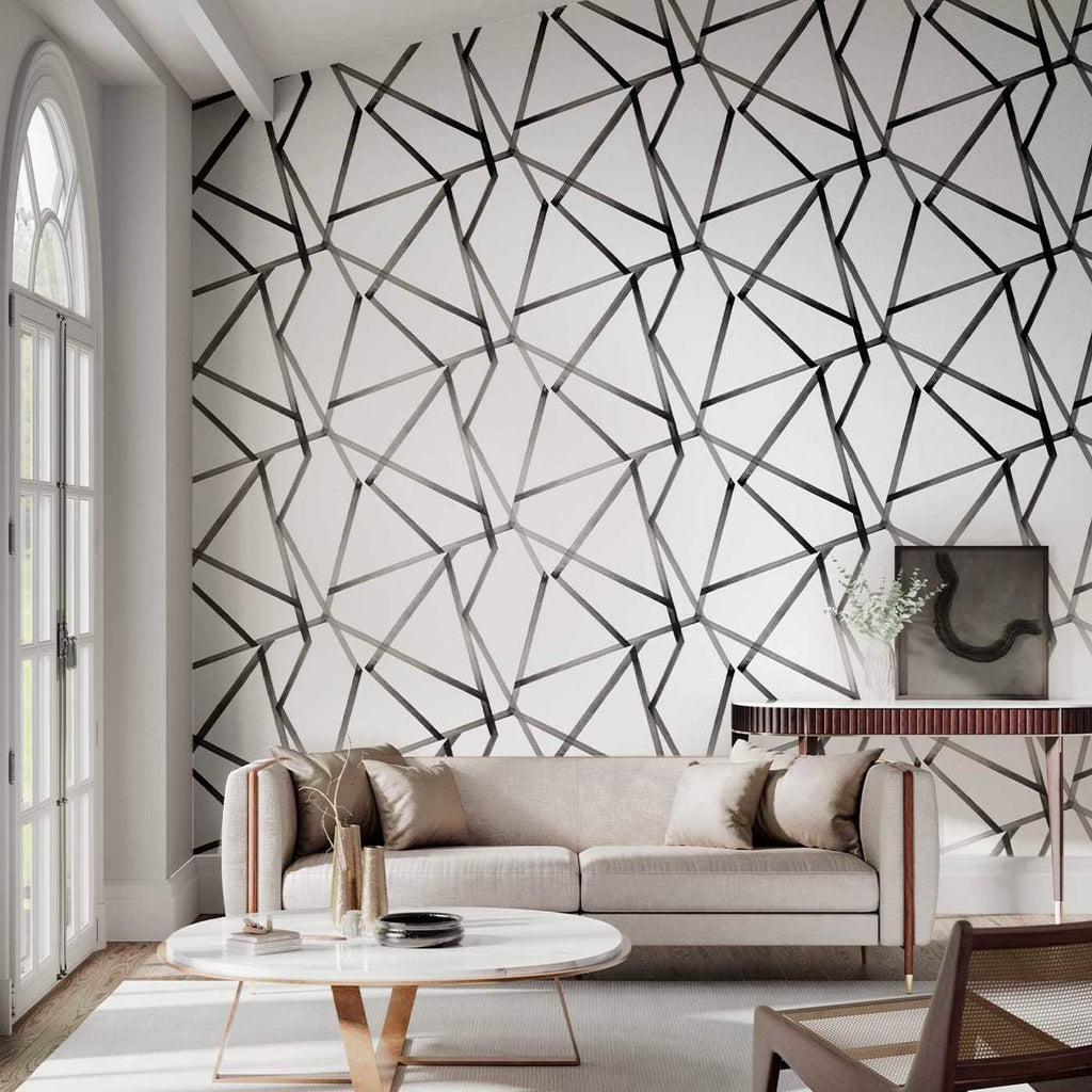 Sumi Geometric wallpaper - Charcoal on Pearl (2)