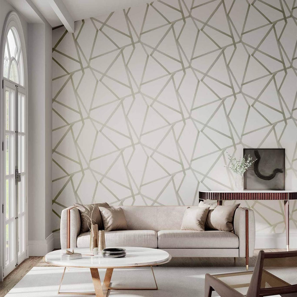 Sumi Geometric wallpaper - Silver on Oyster (2)