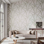 Sumi Geometric wallpaper - Silver on Oyster (2)