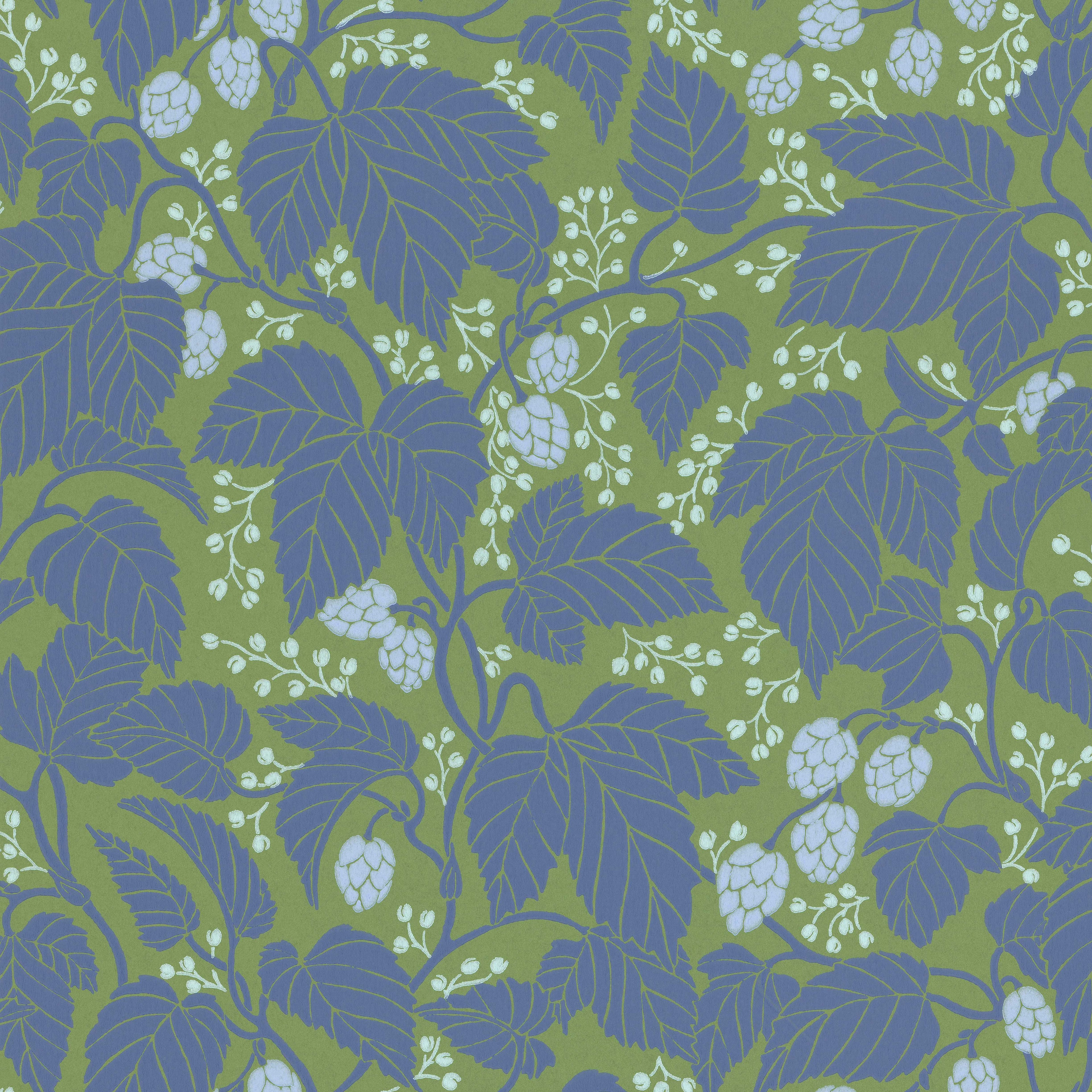 Hops and Glory wallpaper by Langelid/von Bromssen - botanical design in Green – Ivy