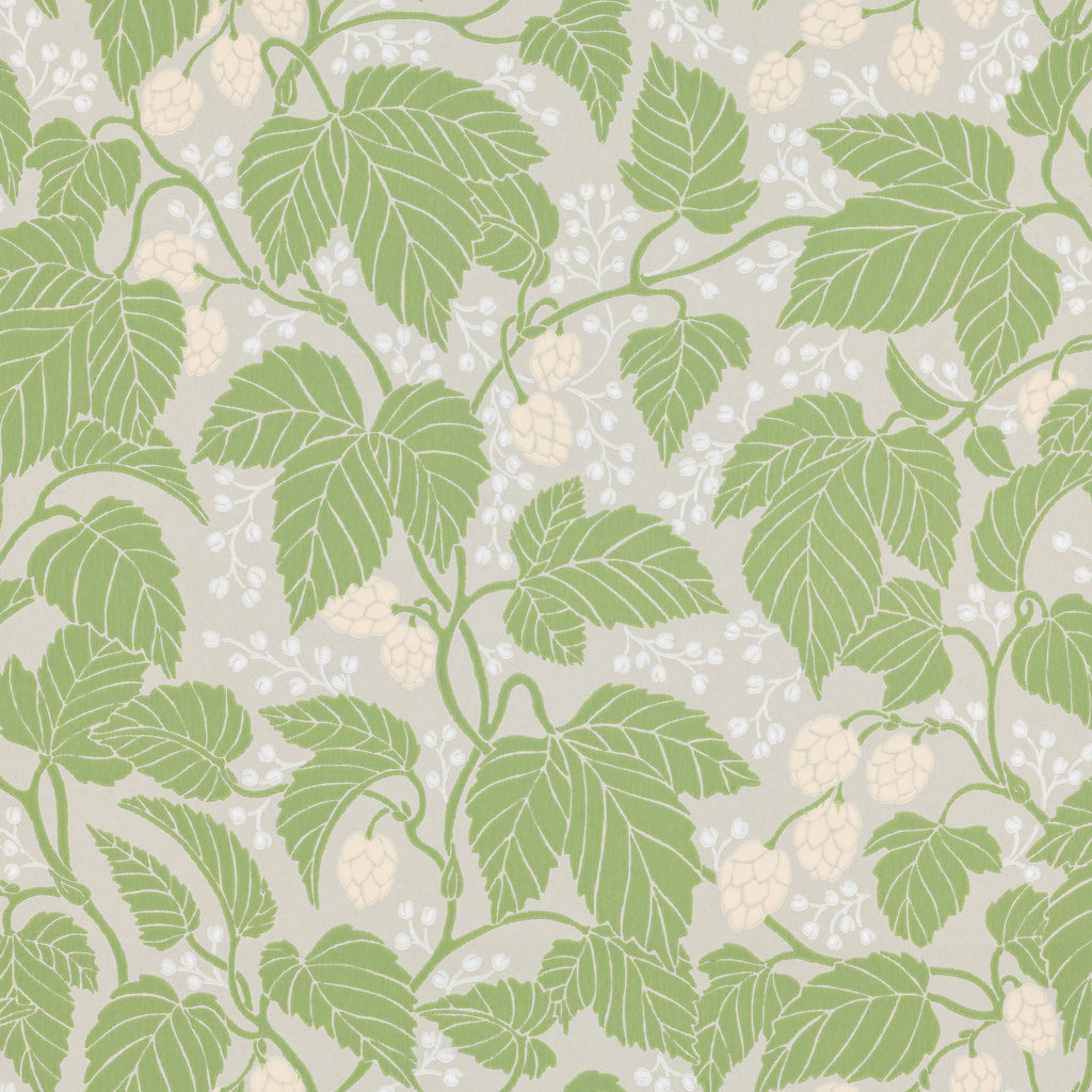 Hops and Glory wallpaper by Langelid/von Bromssen - botanical design in Green – Leaf