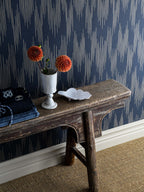Ikat wallpaper by Langelid/von Bromssen - geometric design in Blue – Midnight