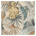 Close-up of La Palma wallpaper by Catherine Martin in Gilver, neutral cream ground with soft grey-green palms