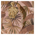 Close-up of La Palma wallpaper by Catherine Martin in Whisky, dusty pink ground with hanging bananas and palm fronds