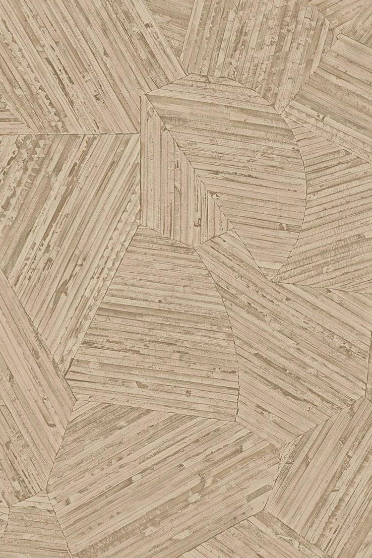 Mauna wallpaper by Arte in Beige – Warm Grey – flat swatch of the inlaid rattan texture pattern