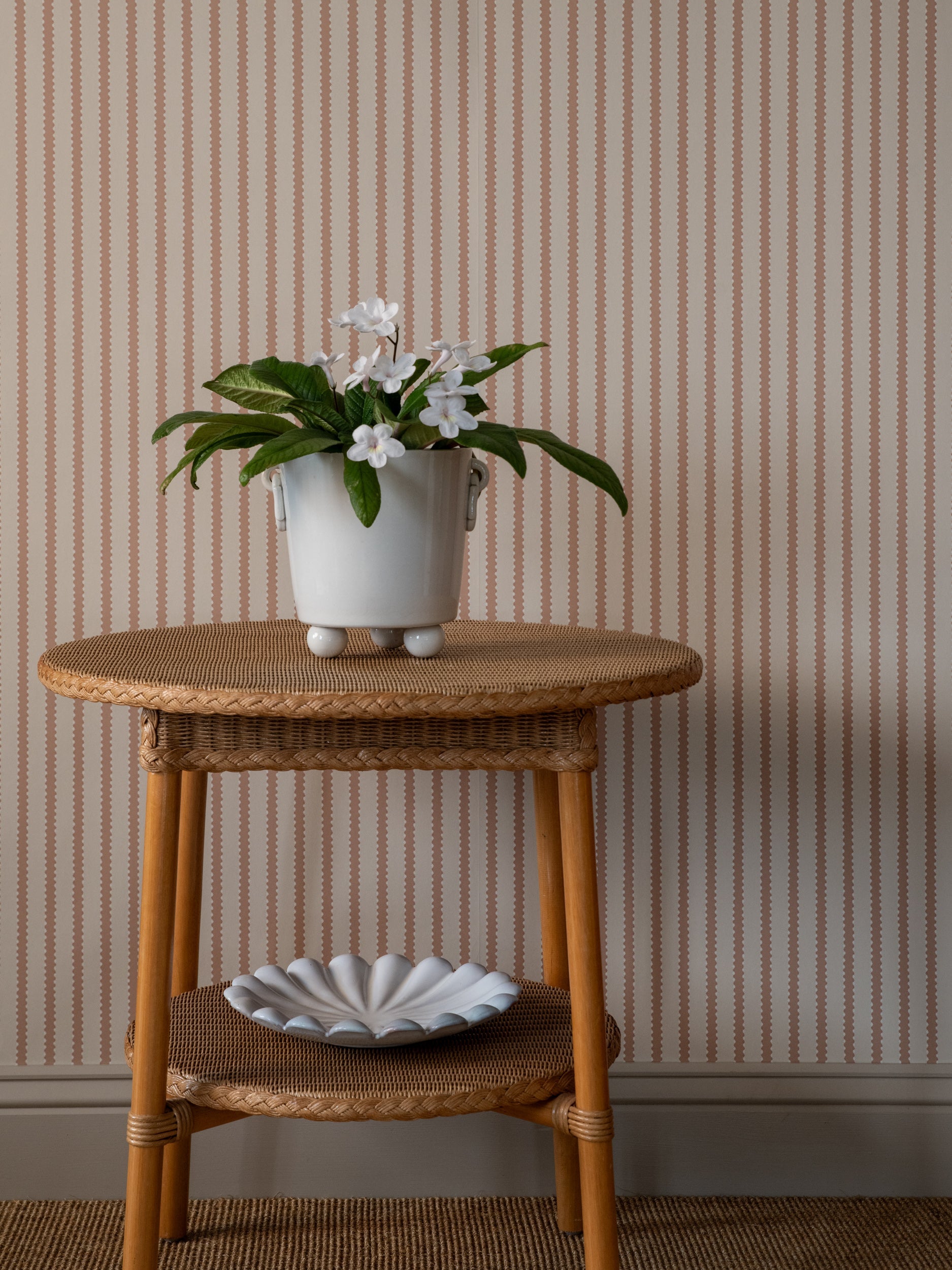 Stitched Stripe wallpaper by Langelid/von Bromssen - stripe design in Pink