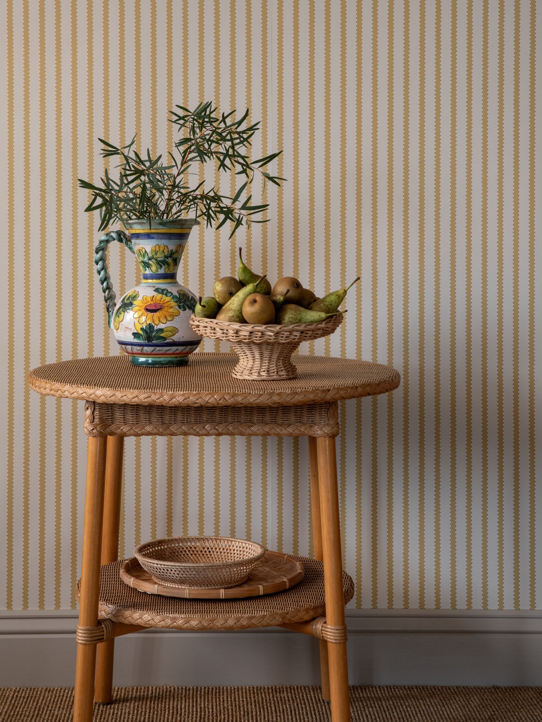 Stitched Stripe wallpaper by Langelid/von Bromssen - stripe design in Yellow