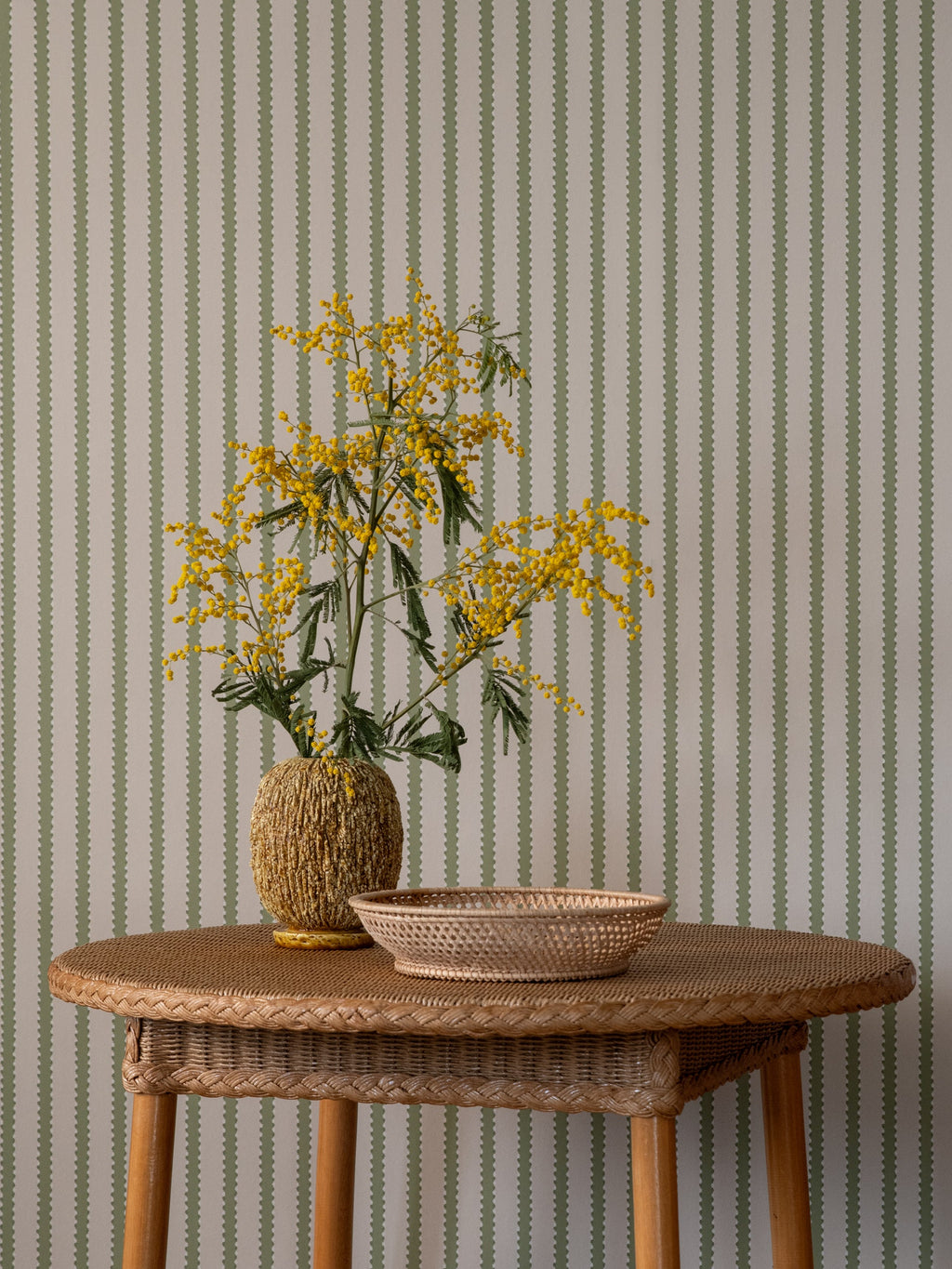 Stitched Stripe wallpaper by Langelid/von Bromssen - stripe design in Green