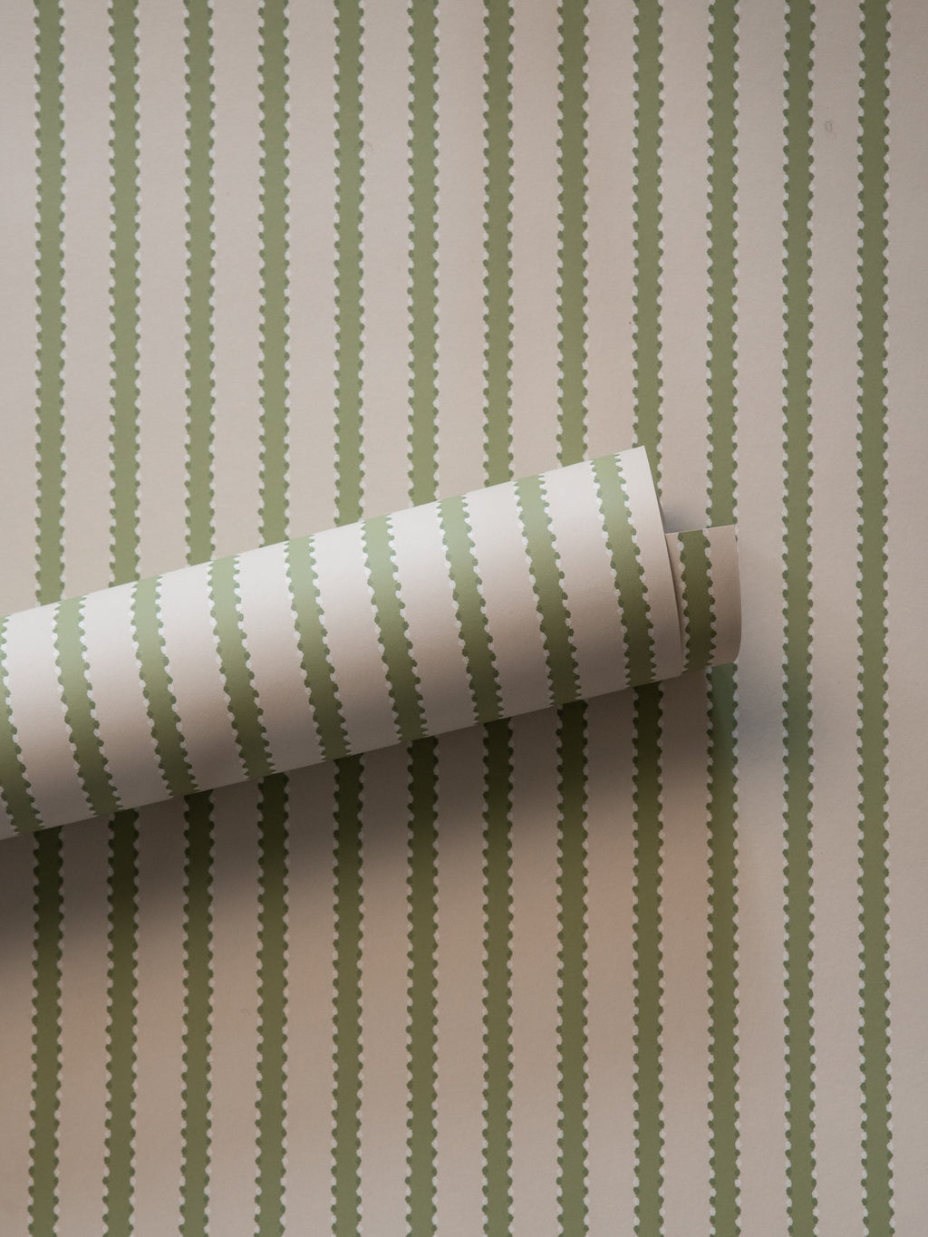 Stitched Stripe wallpaper by Langelid/von Bromssen - stripe design in Green