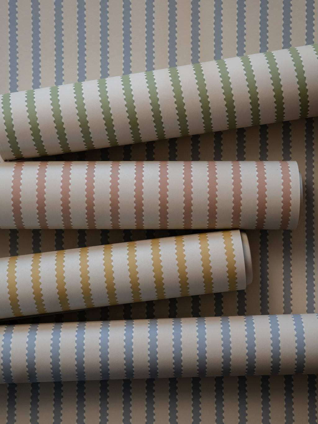 Stitched Stripe wallpaper by Langelid/von Bromssen - stripe design in Pink