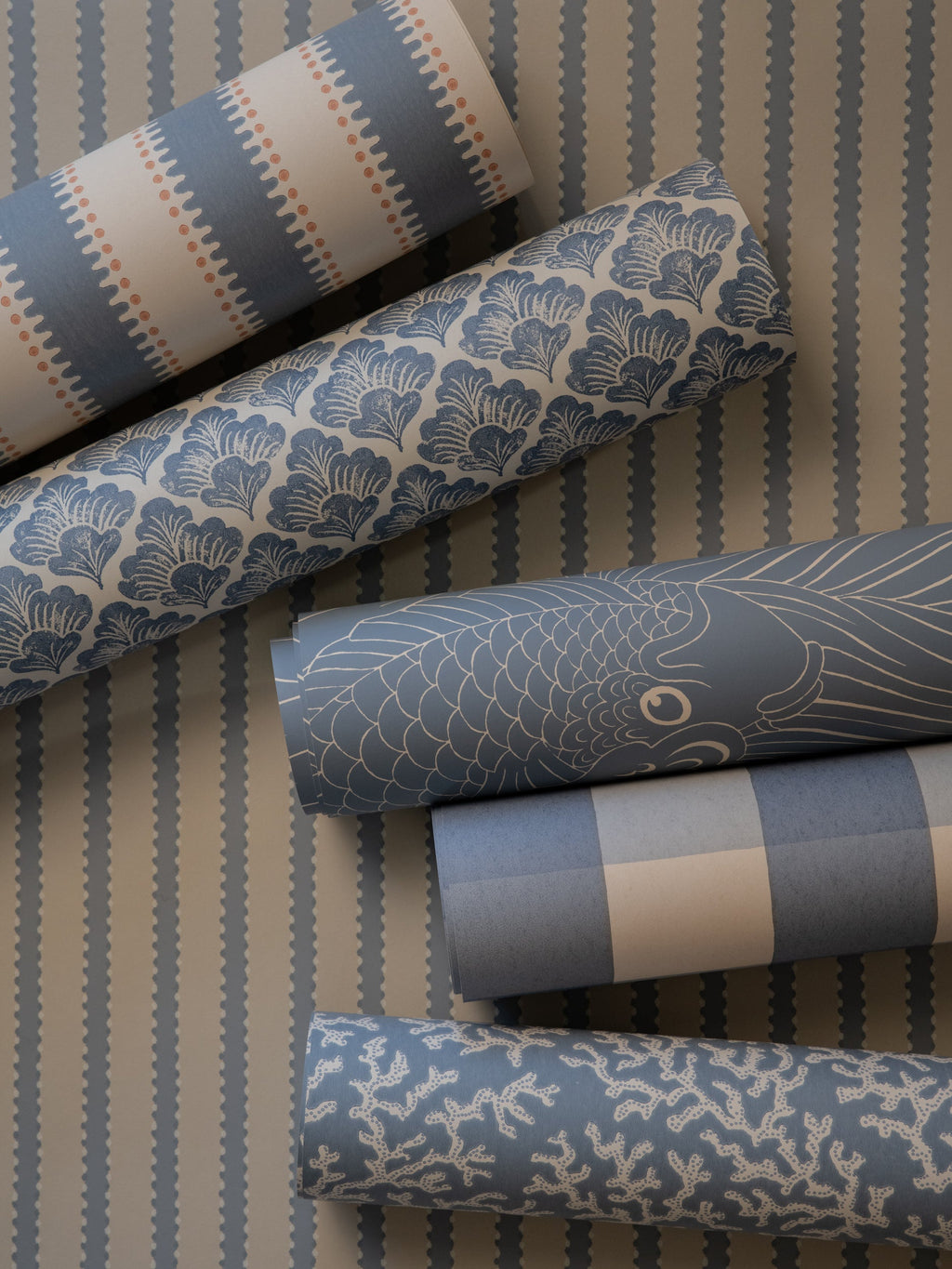 Stitched Stripe wallpaper by Langelid/von Bromssen - stripe design in Blue