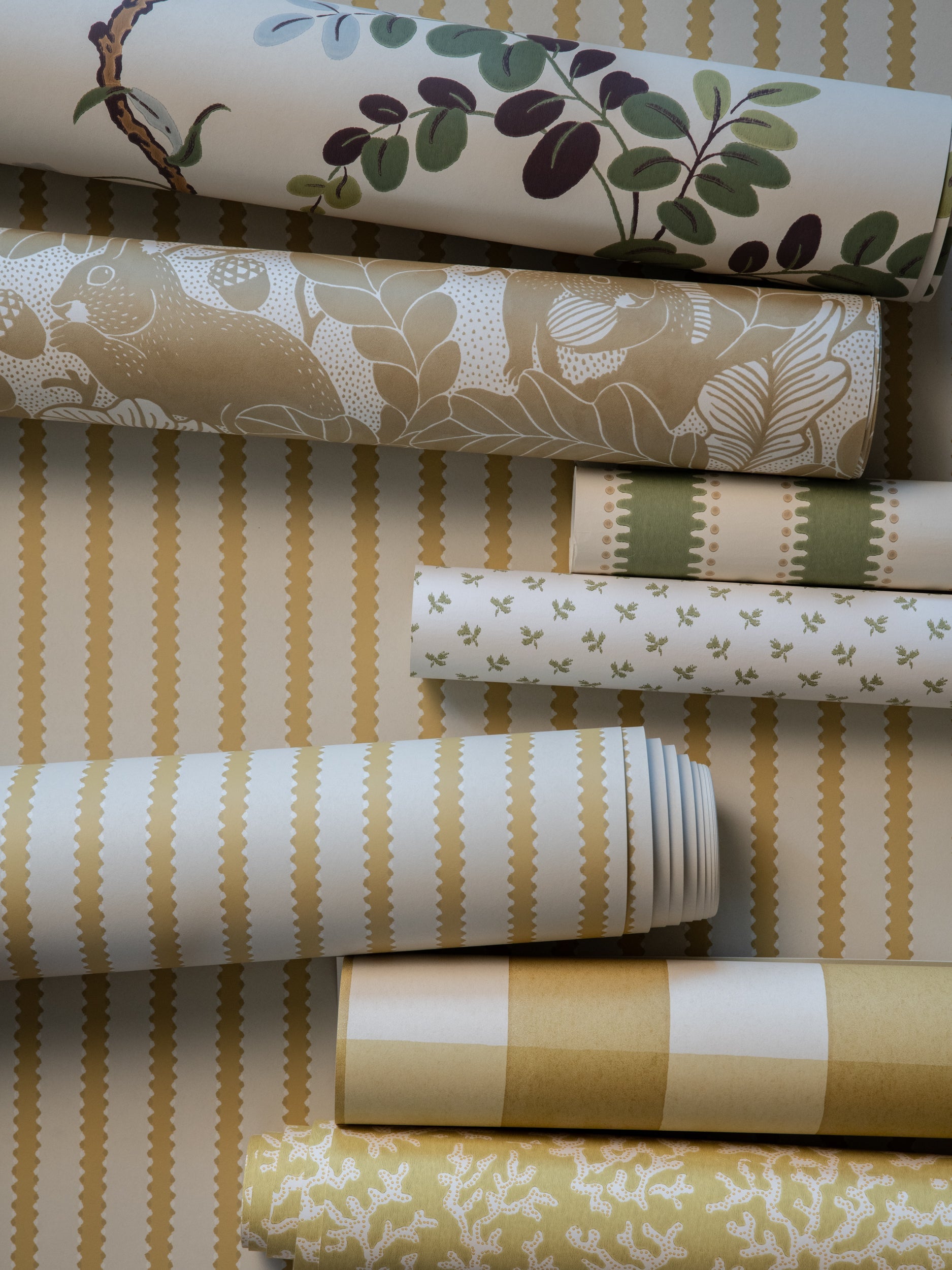 Stitched Stripe wallpaper by Langelid/von Bromssen - stripe design in Yellow
