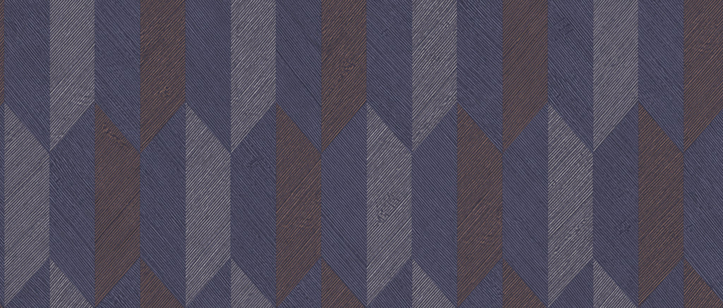 Arrow wallpaper by Arte in Blue (Copper Night) – flat swatch of the geometric pattern