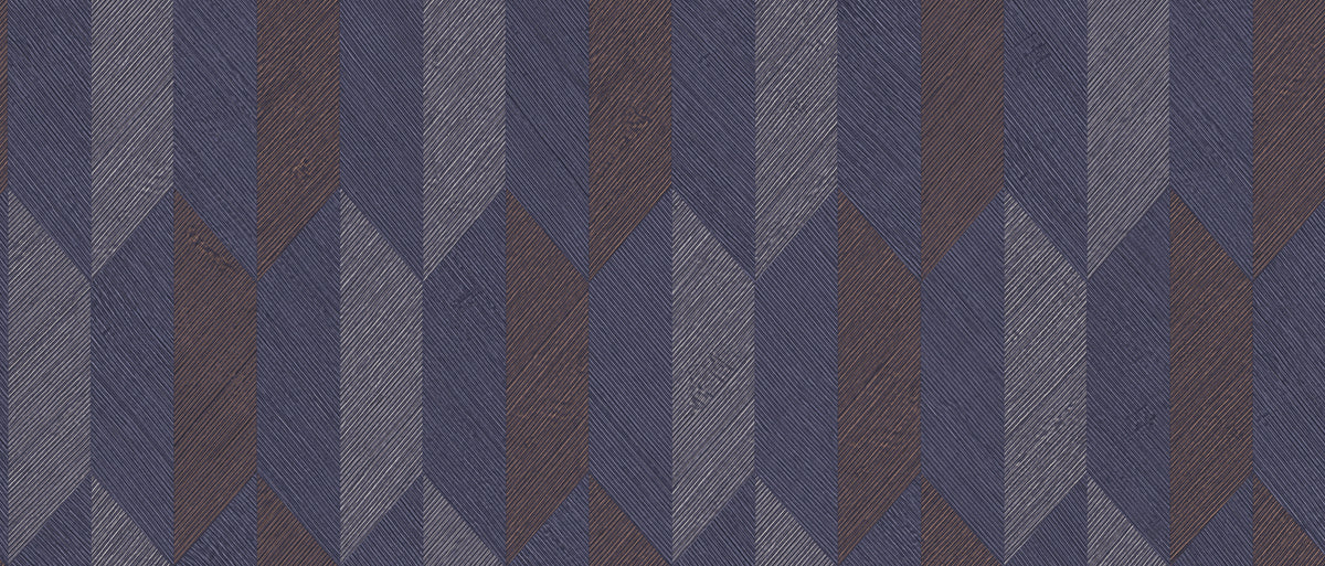 Arrow wallpaper by Arte in Blue (Copper Night) – flat swatch of the geometric pattern