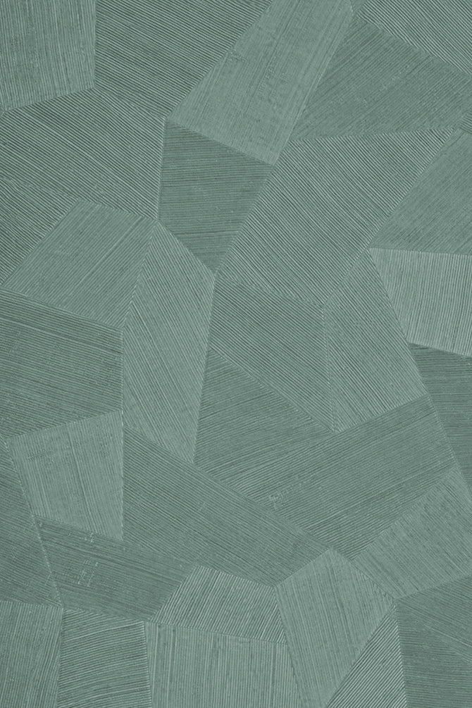 Facet wallpaper by Arte in Green – Eucalyptus – flat swatch of the geometric pattern