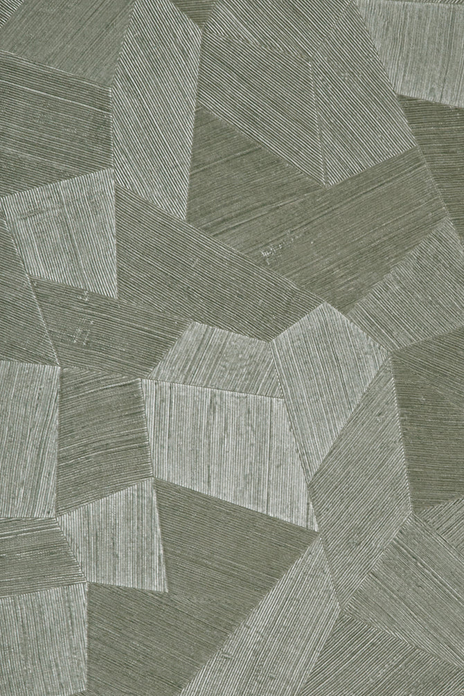 Facet wallpaper by Arte in Green – Sage – flat swatch of the geometric pattern