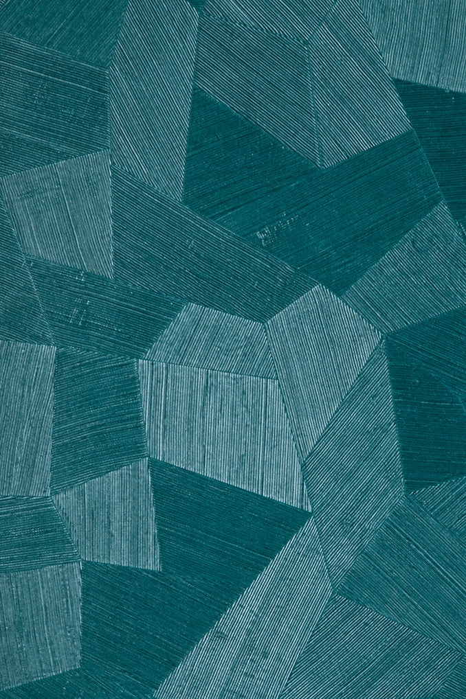 Facet wallpaper by Arte in Teal (Petrol) – flat swatch of the geometric pattern