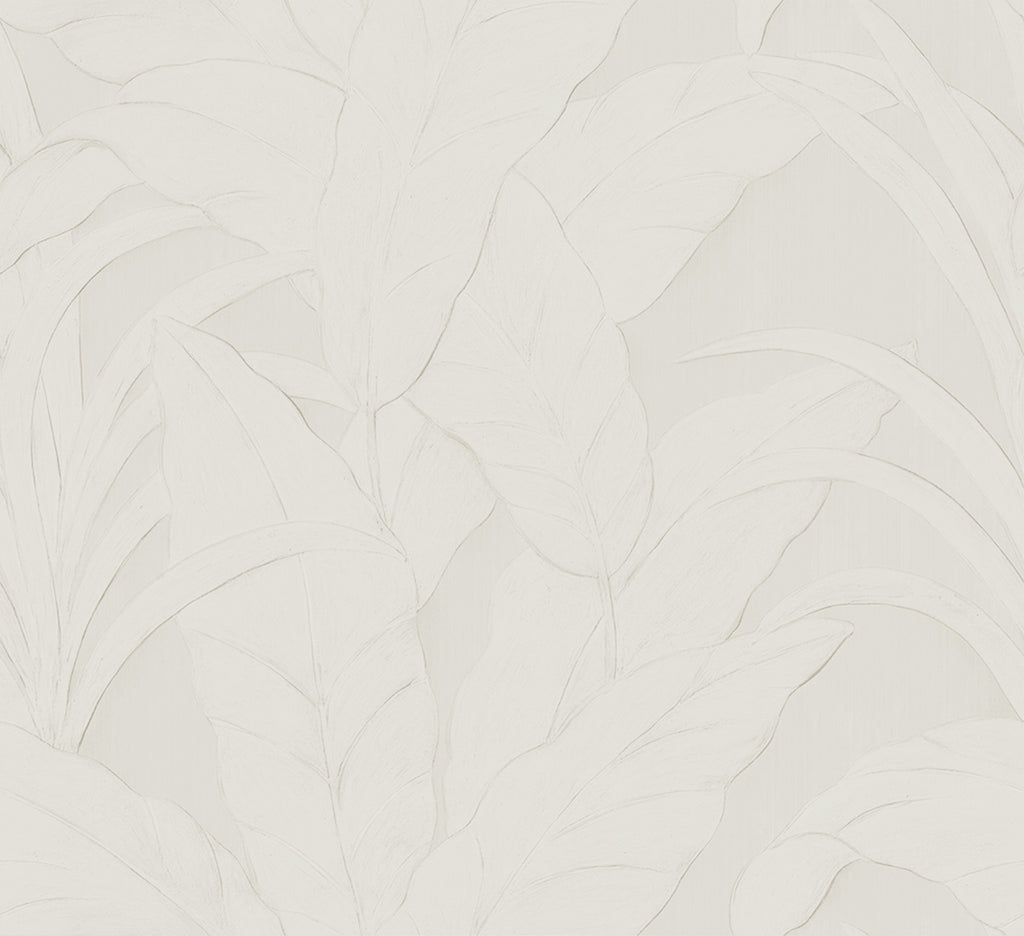 Musa wallpaper by Arte in White (Off-White) – flat swatch of the banana-leaf pattern
