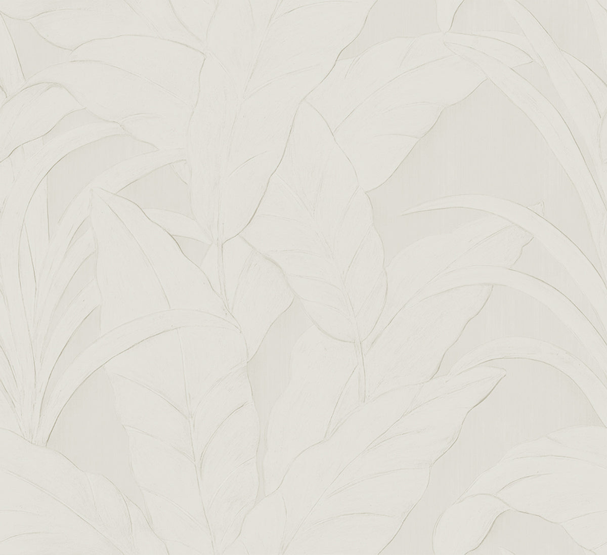 Musa wallpaper by Arte in White (Off-White) – flat swatch of the banana-leaf pattern