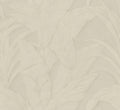 Musa wallpaper by Arte in Beige (Fog) – flat swatch of the banana-leaf pattern