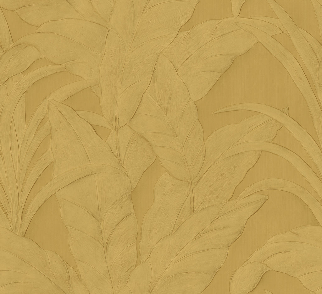 Musa wallpaper by Arte in Gold (Gold Leaf) – flat swatch of the banana-leaf pattern
