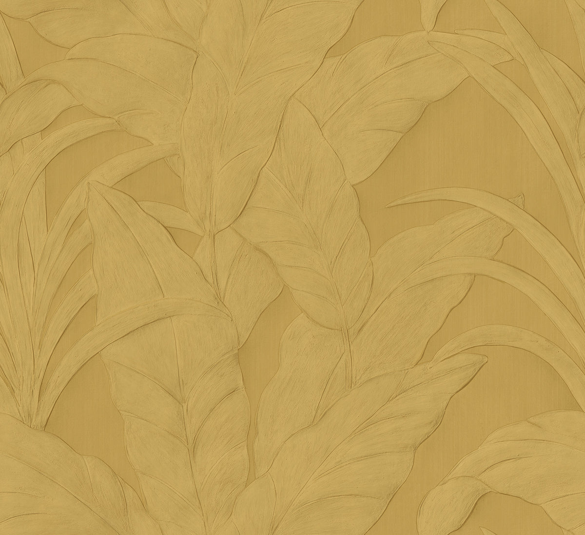 Musa wallpaper by Arte in Gold (Gold Leaf) – flat swatch of the banana-leaf pattern