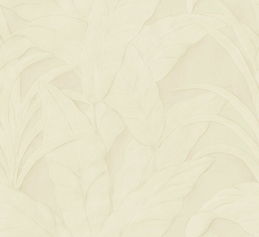 Musa wallpaper by Arte in Cream (Pearl) – flat swatch of the banana-leaf pattern