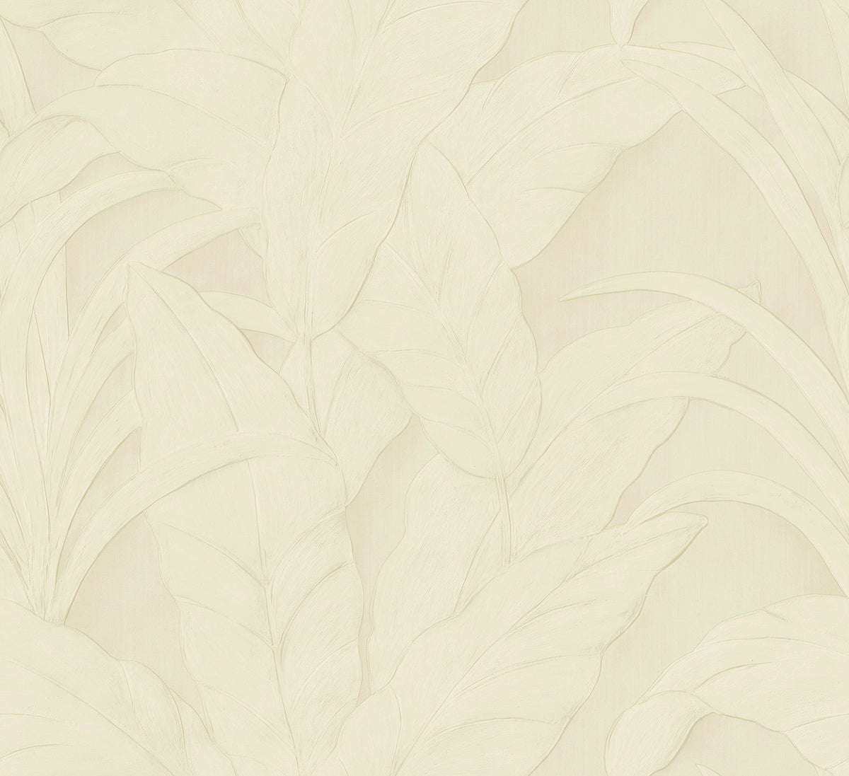 Musa wallpaper by Arte in Cream (Pearl) – flat swatch of the banana-leaf pattern