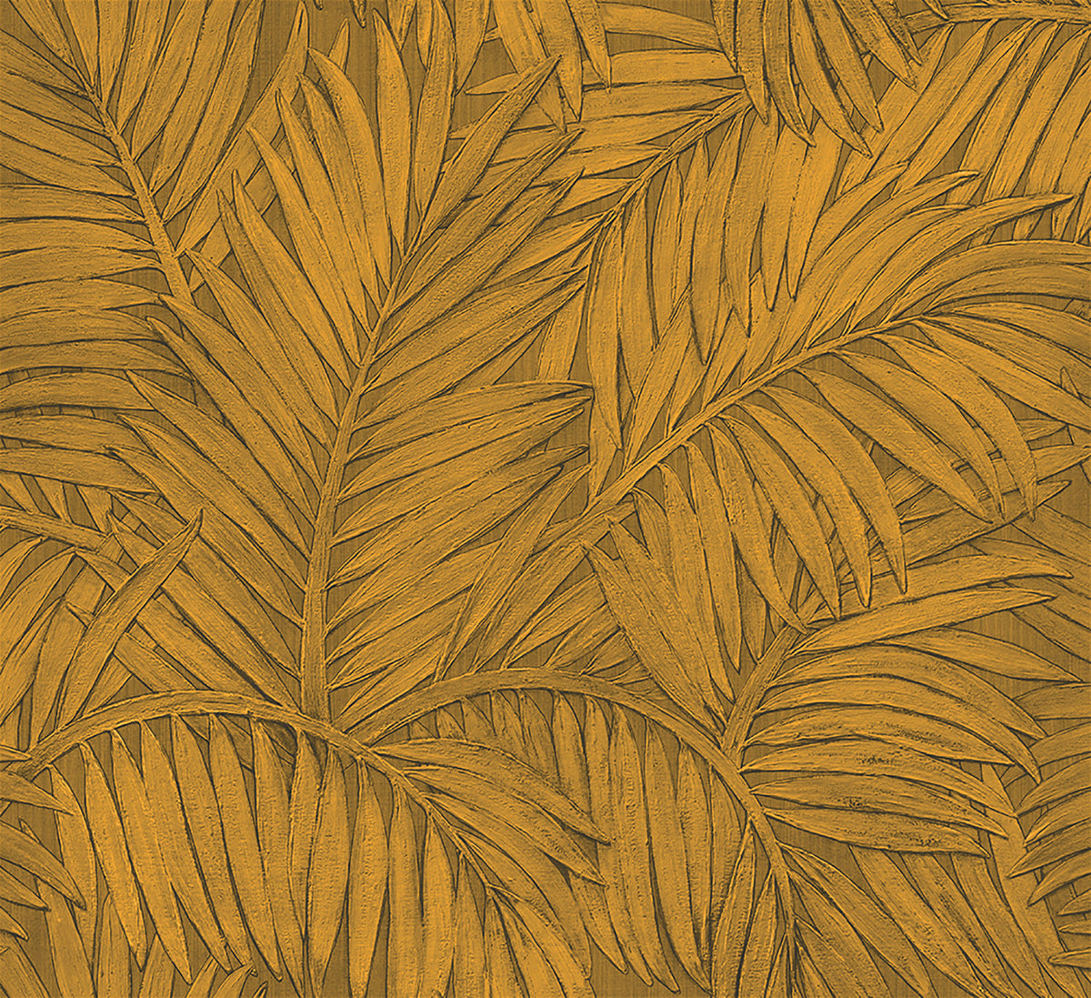 Sabal by Arte wallpaper by Arte in Gold (Gold Forest) – flat swatch of the palm-leaf pattern