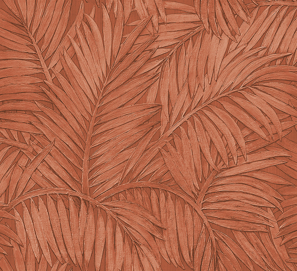 Sabal by Arte wallpaper by Arte in Orange (Canyon) – flat swatch of the palm-leaf pattern