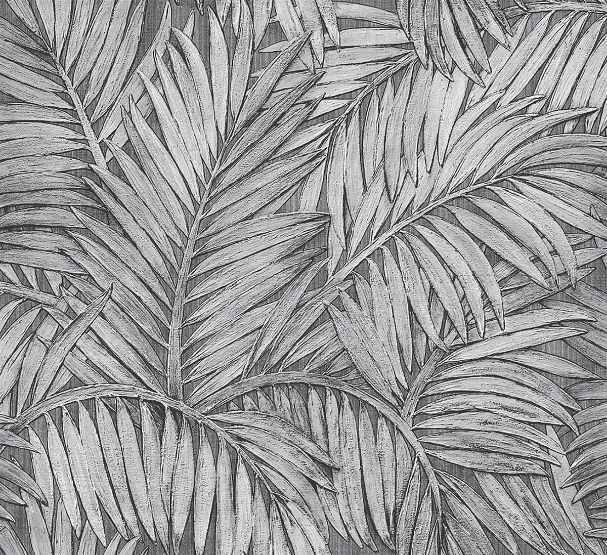 Sabal by Arte wallpaper by Arte in Grey – Silver Forest – flat swatch of the palm-leaf pattern