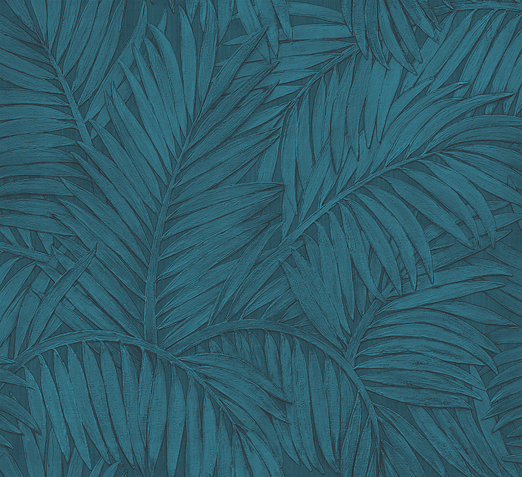 Sabal by Arte wallpaper by Arte in Teal (Petrol) – flat swatch of the palm-leaf pattern