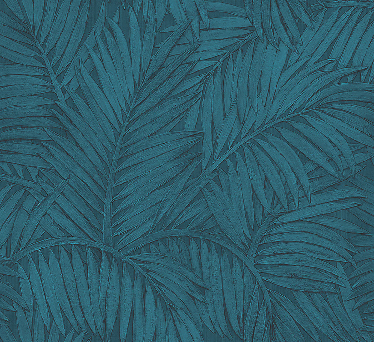 Sabal by Arte wallpaper by Arte in Teal (Petrol) – flat swatch of the palm-leaf pattern