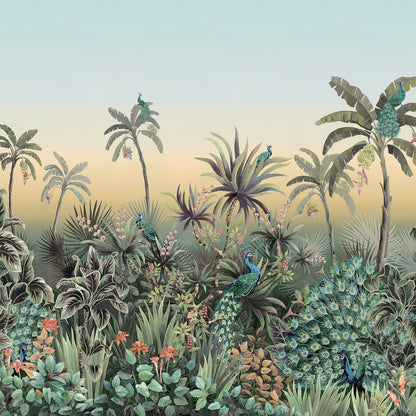 Nightbird Symphony Mural in Sunkissed - Wallpaper Trader