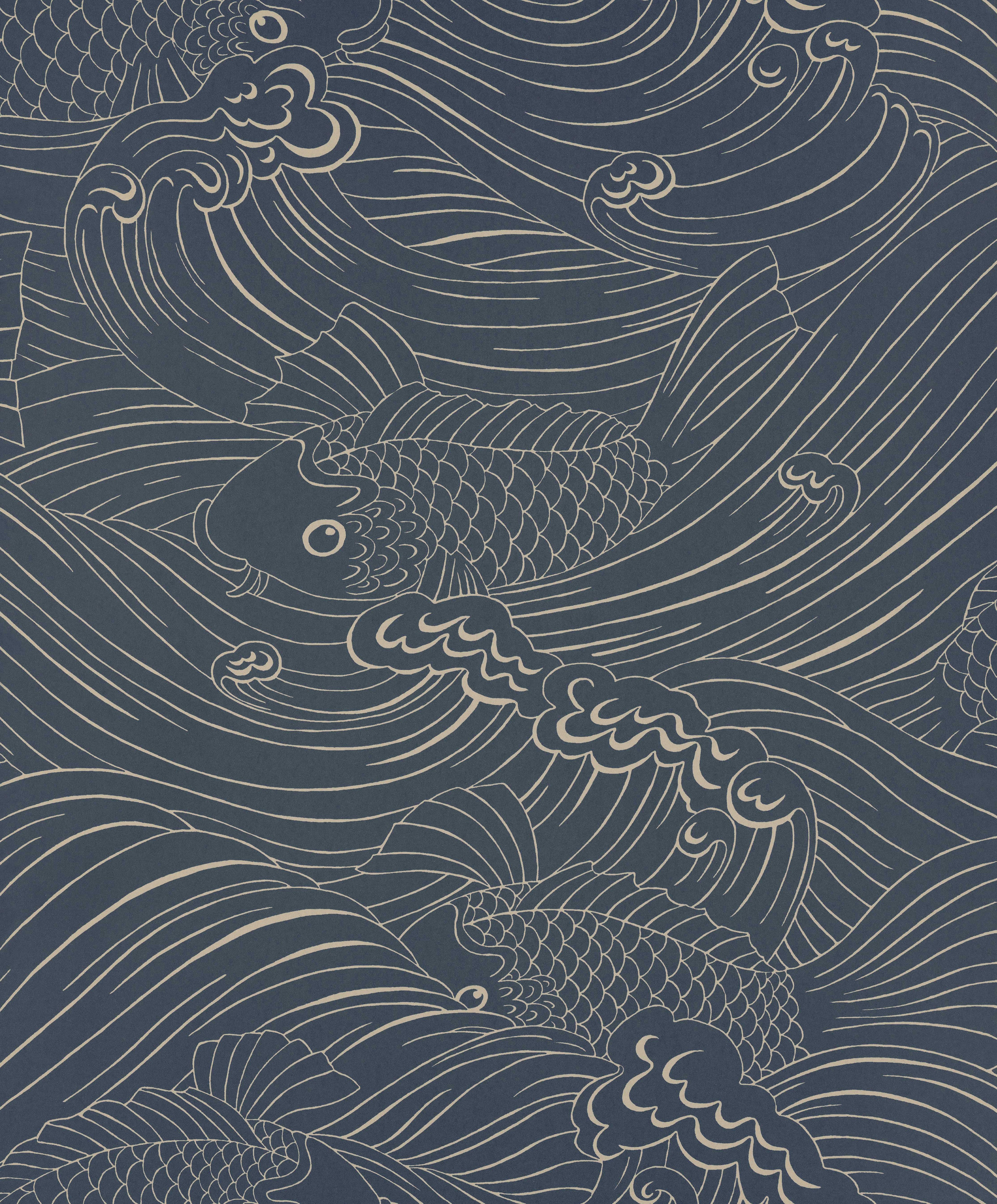 Plenty more Fish wallpaper by Langelid/von Bromssen - coastal design in Blue – Ink