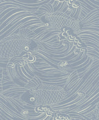 Plenty more Fish wallpaper by Langelid/von Bromssen - coastal design in Blue – Washed