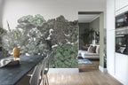 Bellewood wallpaper by Rebel Walls in Green, styled on an interior wall