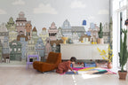 London Houses - Black & White wall mural by Rebel Walls in Pastel, styled room