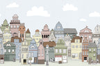 London Houses - Black & White wall mural by Rebel Walls in Pastel, flat swatch