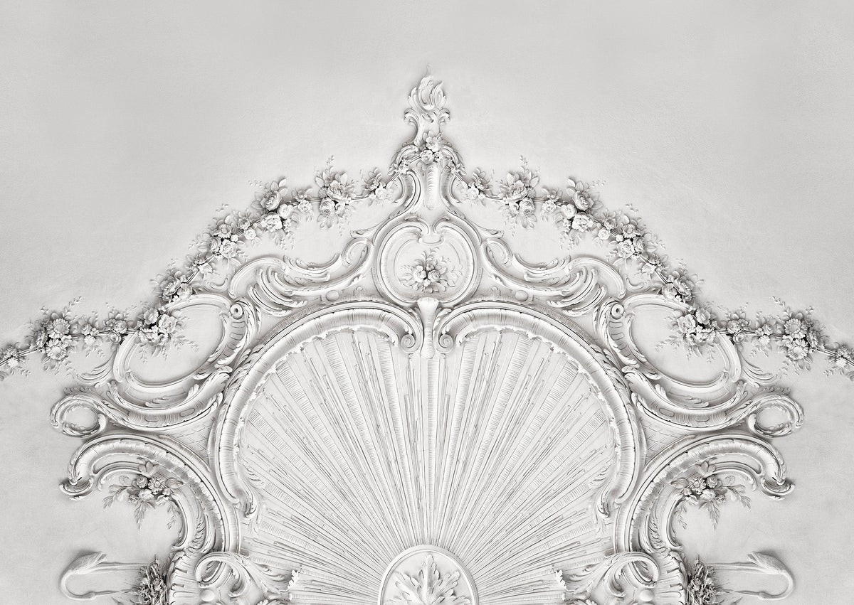 Stucco Gloria wall mural by Rebel Walls in White, flat swatch